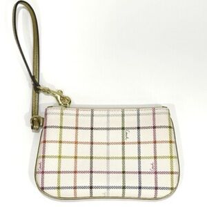 Coach Peyton Heritage Tattersall Multicolor Wristlet Pouch EUC